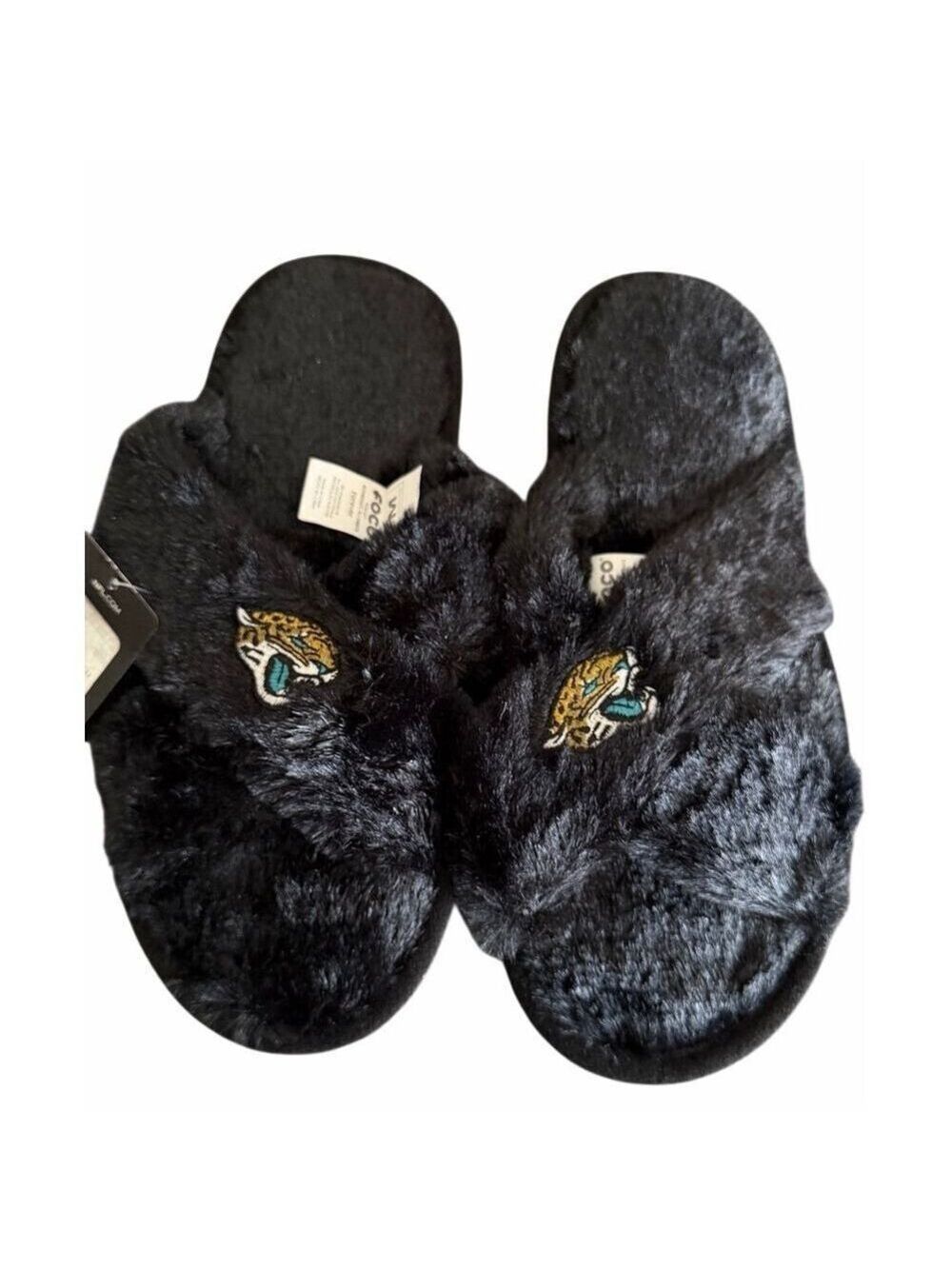 Jacksonville Jaguars Fur Cross Slide Slippers Size 8